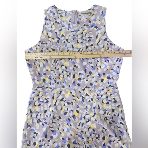LOFT Purple and Blue A-Line Midi Dress Mock Neck 10P - Picture 3 of 6